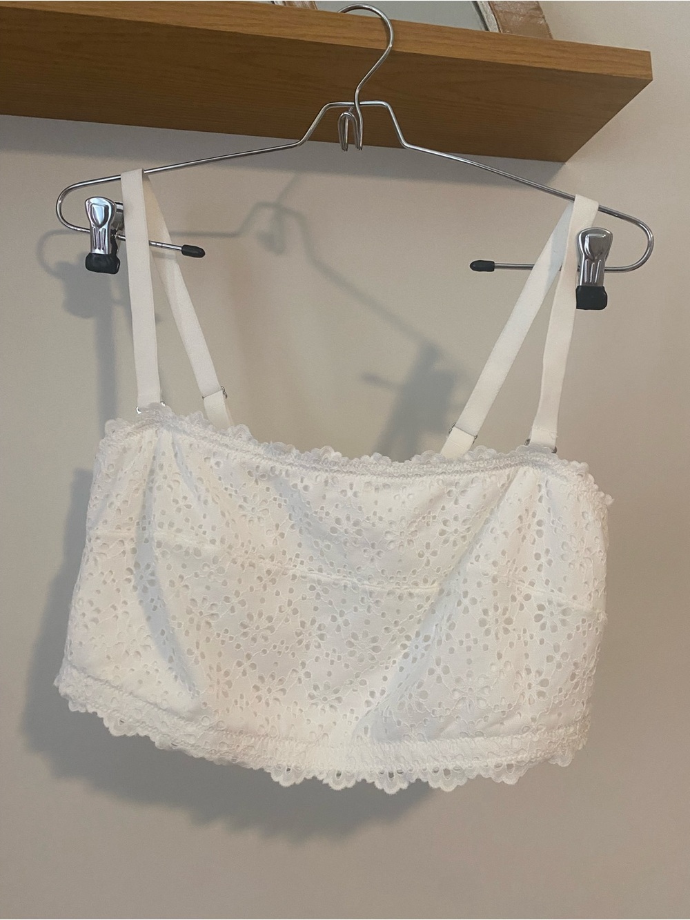 Auden White Eyelet Lace Bandeau Bralette with Adjustable Straps